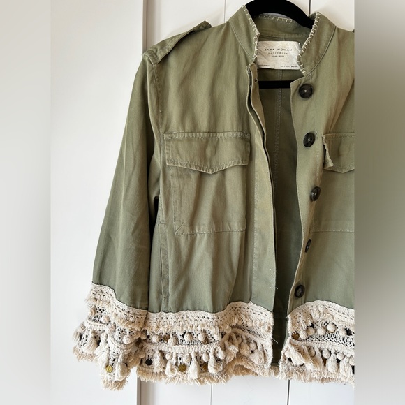 Boho Chic Military Style Jacket with Tassels and Gold Coins - Picture 2 of 4